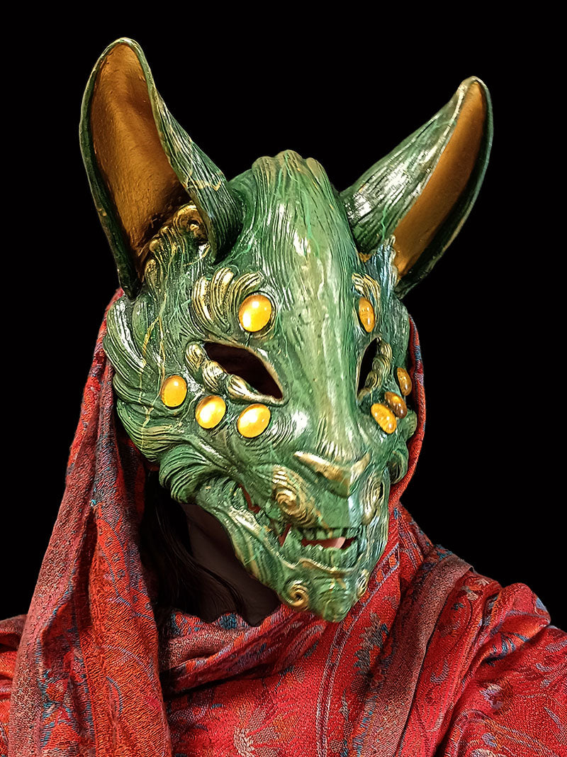 Jade Kitsune Resin Mask