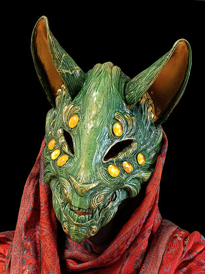 Jade Kitsune Resin Mask