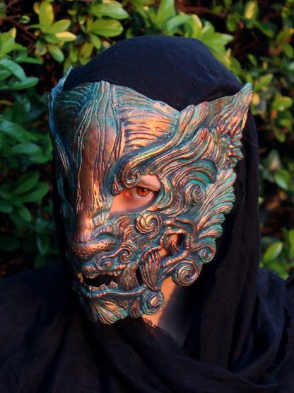 Oxidized bronze Oni mask