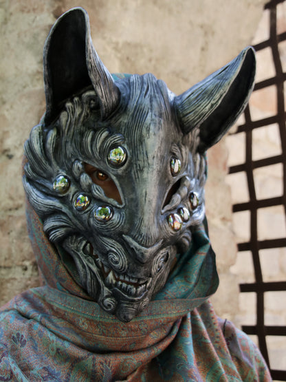 Silver Kitsune Resin Mask