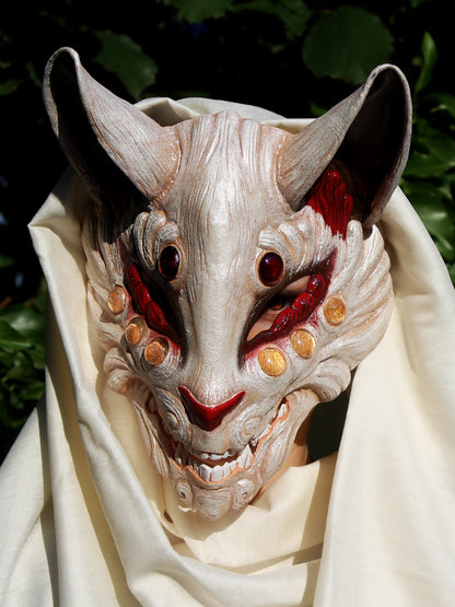 White Kitsune Resin Mask