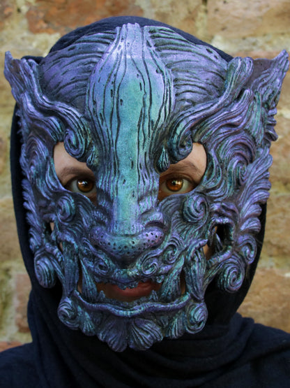 Iridescent purple blue Oni mask - Ready to ship