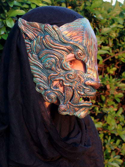 Oxidized bronze Oni mask