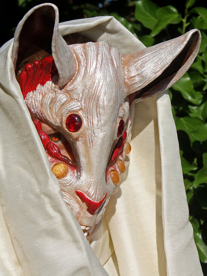 White Kitsune Resin Mask