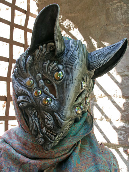 Silver Kitsune Resin Mask