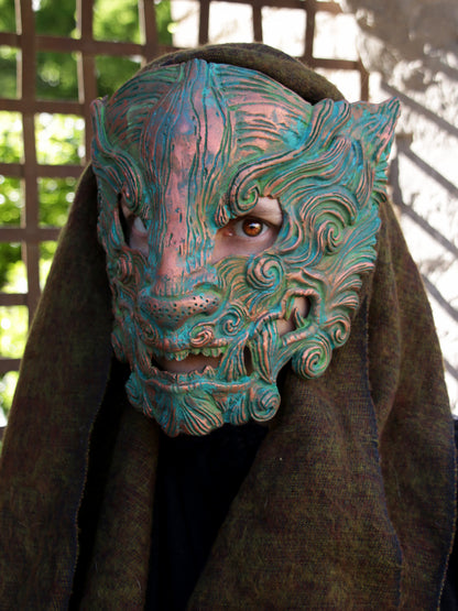 Oxidized copper Oni mask